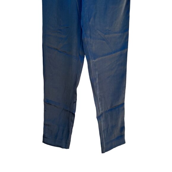 Alice + Olivia By Stacey Bendet Navy Satin High-Waisted Tapered Pants Womens Siz - Picture 3 of 9